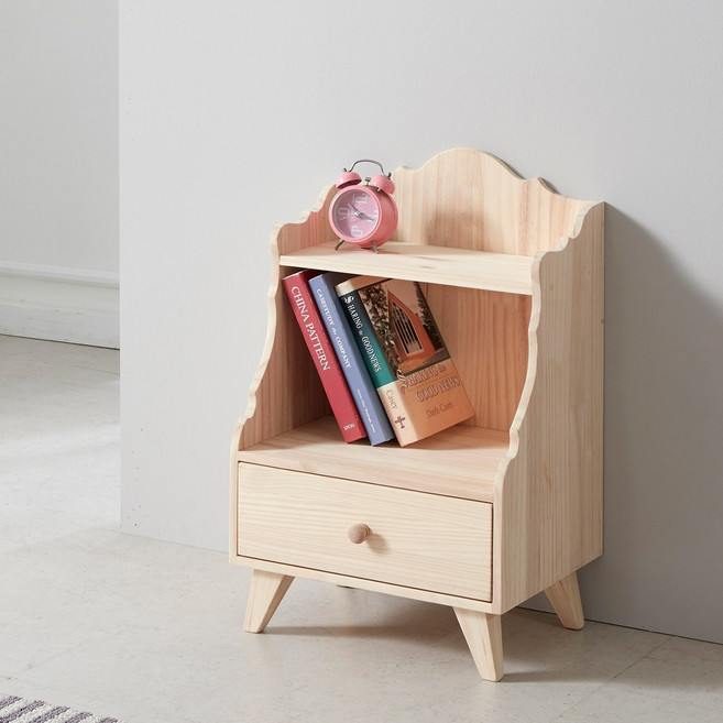 소나무 원목 침대 협탁, 1개