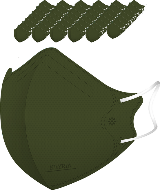 키리아새부리황사방역마스크(KF-94) 키리아슬림황사방역마스크(KF94) 60매, 카키(대형), 1개