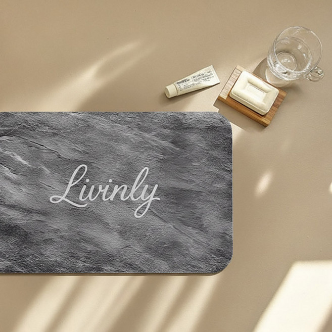 리빈리 마블 규조토 발매트, 블랙