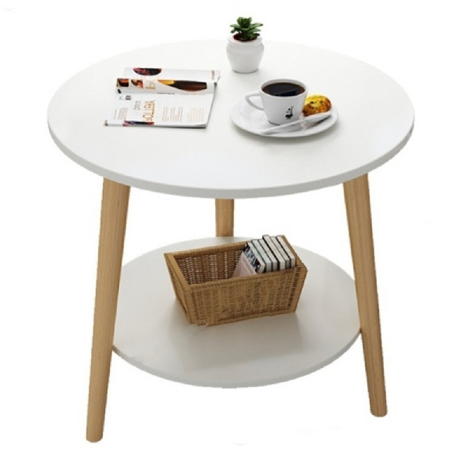 원형 2단 티 테이블 원목 마블 화이트 홈 카페 보조 낮은 합판 베란다 창가 사이드, 마블 2단 티테이블