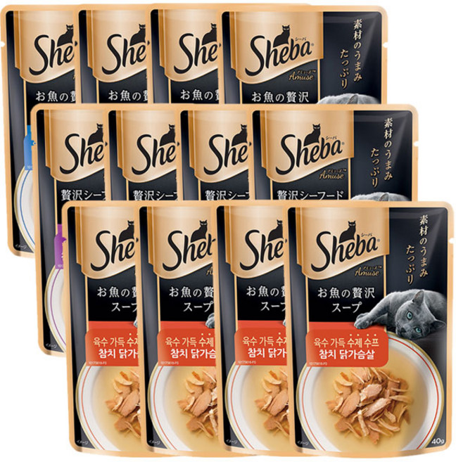 쉬바 수제 수프 고양이간식, 12개, 참치 닭가슴살, 40g