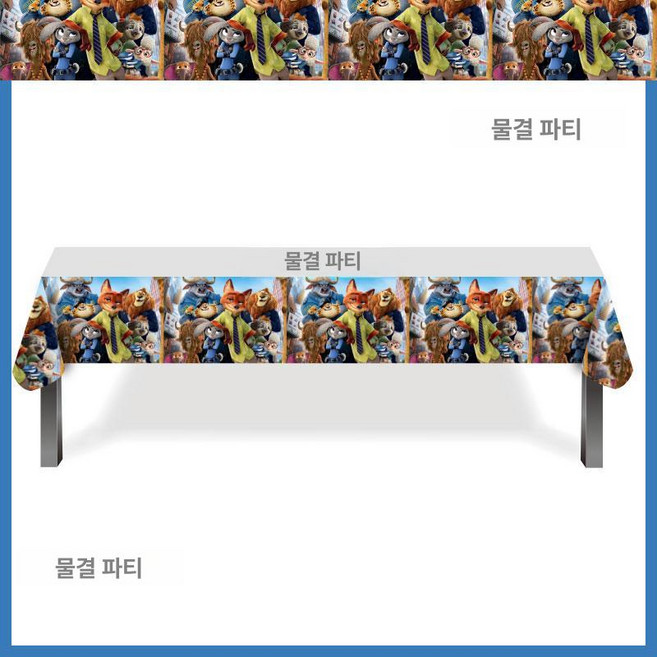 주토피아 생일파티 파티용품 생일 여우 동물 장식 캐릭터 닉 나무늘보 토끼, 일회용 테이블보 180x108cm 1개, 기본 구성품, 1개