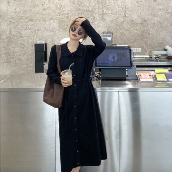 여성 랩 니트 롱원피스 슬림라인 단정핏 데일리 하객 모임룩 간절기