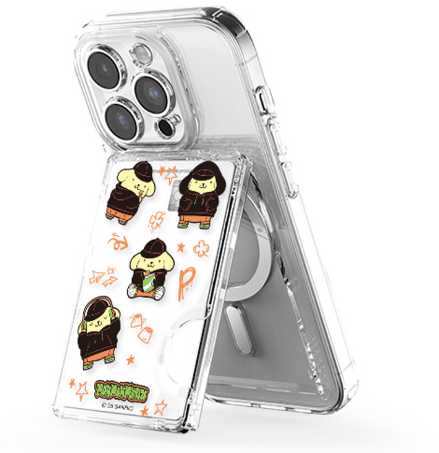 산리오 히팝 투명 마그네틱 멀티 스탠드 카드지갑(맥세이프 호환), 1개, 히팝_폼폼푸린