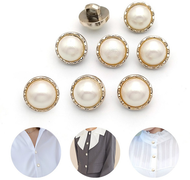 도나토르 골드 라인 포인트 진주알 단추 8p, 8개, 골드 18mm