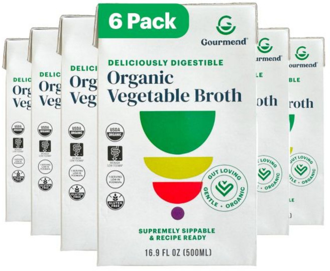 요리육수 사골 전골 구르멘드 푸드 무염 16.9온스 야채 육수(3팩) 단 12가지 성분 저식품 필러 프리 글루텐 비유전자변형식품 양파 마늘 전구, Vegetables, 16.9 Fl Oz (Pack of 6)