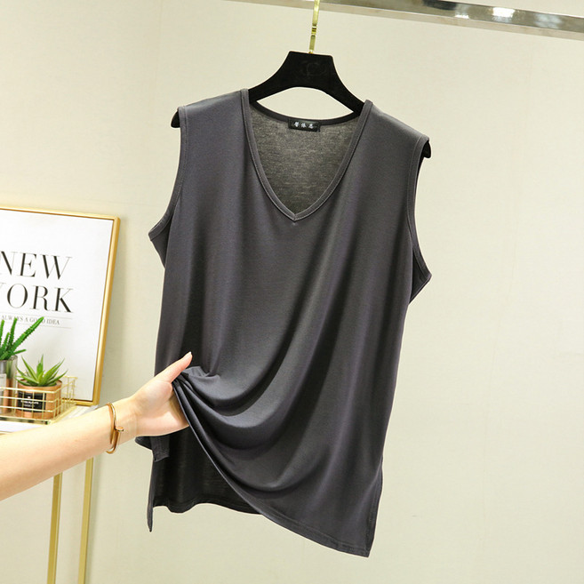 모달 V넥 민소매 옆트임 티셔츠 빅사이즈XXXL까지 9가지 컬러