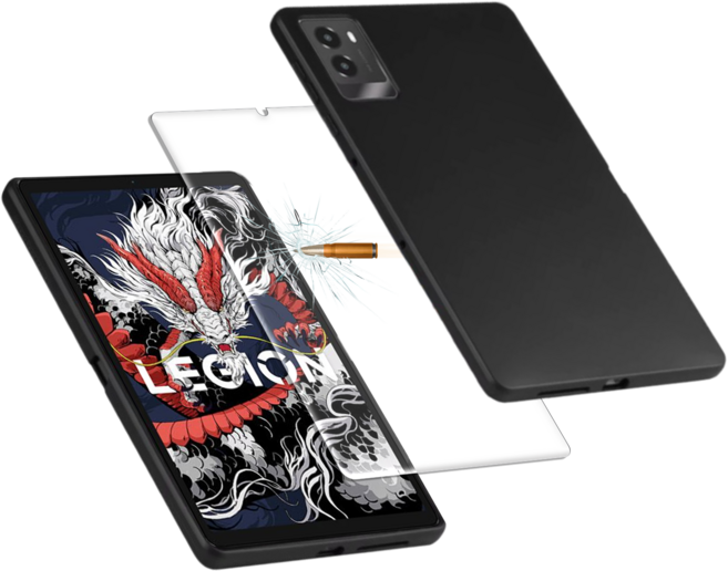 레노버 리전 Y700 3세대 매트블랙 슬림핏 케이스 + 액정 강화유리 필름, 1개