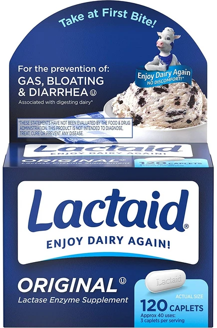 Lactaid 락트에이드 오리지날 락타아제 엔자임 효소 120정, 1개, 120개입 - 쿠팡