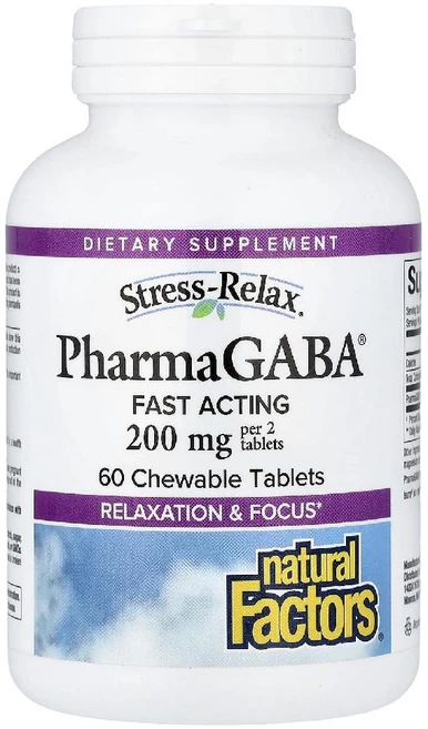 내추럴팩터 Stress-Relax PharmaGABA 츄어블 60정(1정당 100mg) - 쿠팡