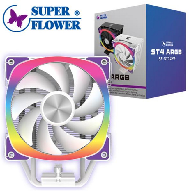 SUPER FLOWER ST4 ARGB CPU 散熱器, 1個, 白色