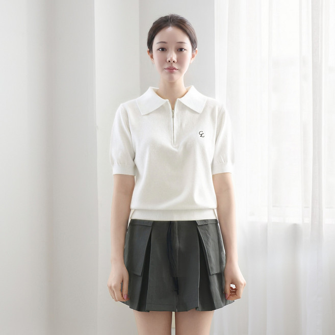 클레이스 집업 반팔 니트