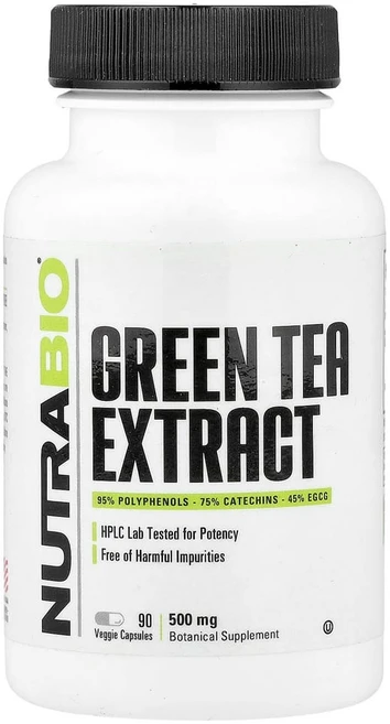 NutraBio 녹차 추출물 500mg 베지 캡슐 90정 NutraBio (뉴트라바이오), 1개 - 쿠팡