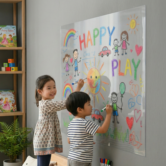 웨이백홈 정전기 간단부착 투명 벽지보호 오염방지 필름 시트지, 1개