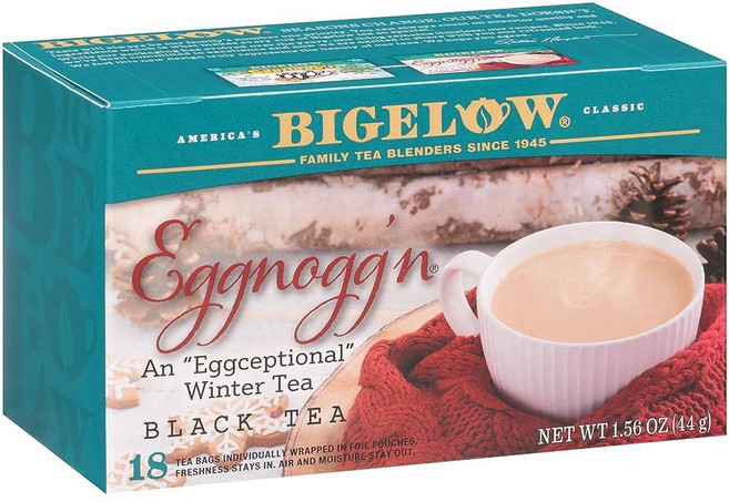 Bigelow Tea Perfectly Mint 홍차 카페인 티백 총 20개 262429, 18개(6팩), 에그노그앤티, 44g