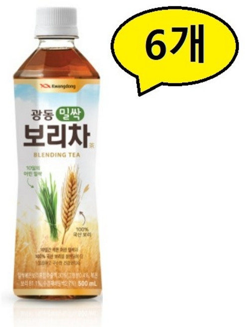 광동제약 밀싹 보리차, 500ml, 6개