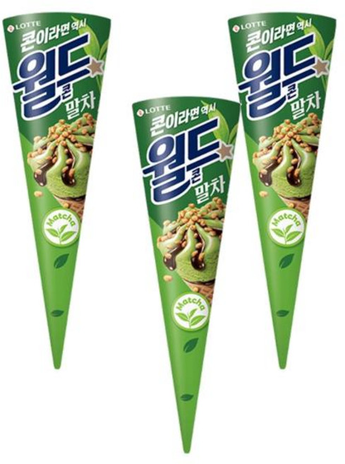 이스트키협력사 월드콘 말차 녹차 콘아이스크림, 7개, 160ml