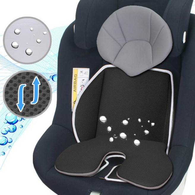 오토팬시 유모차 카시트 헤드쿠션형 클린 방수패드 신생아 이너시트 아기 라이너 오가닉 중형 (실용신안), 10.중 헤드방수보조 3D메쉬블랙, 1개