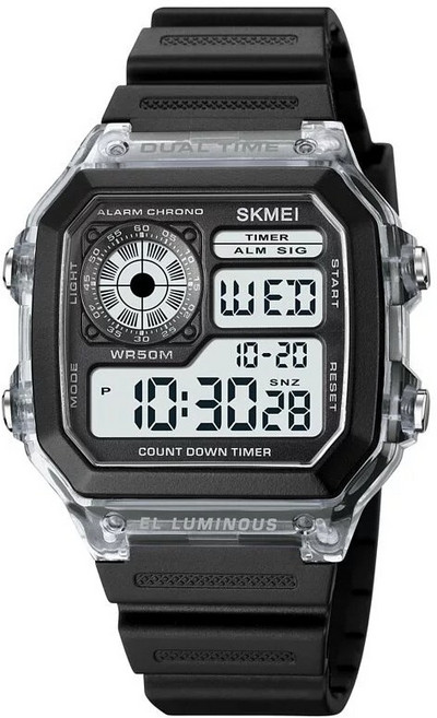 LTS 남여공용 디지털 클리어 LED라이트 디스플레이 전자 방수 우레탄 손목시계