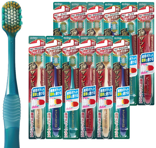 일본 EBISU 에비스칫솔 더프리미엄케어 치주포켓플러스, 1개, 12개입