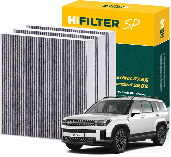 하이필터 현대 자동차 싼타페 활성탄 에어컨필터, 3개, 디 올 뉴 싼타페 MX5 (5세대) HI-L012