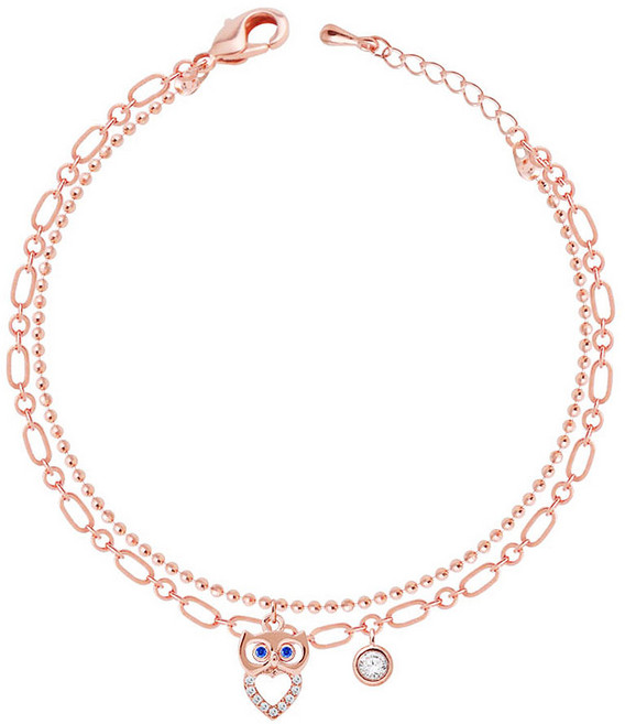 미니아트 로즈골드 부엉이 팔찌 오리엔탈 블루