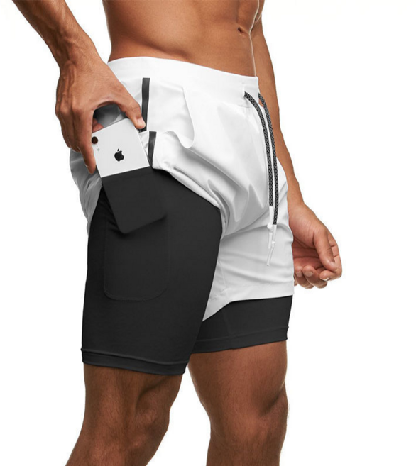 스마트폰 포켓 기능성 헬스 조깅 이중 스포츠 반바지