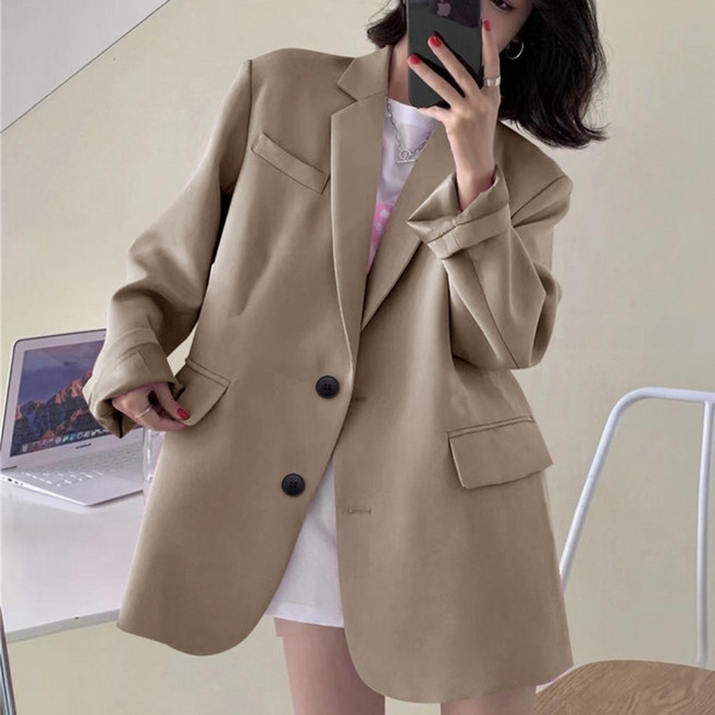 패피샵 여성용 루즈핏 캐주얼 블레이저 자켓