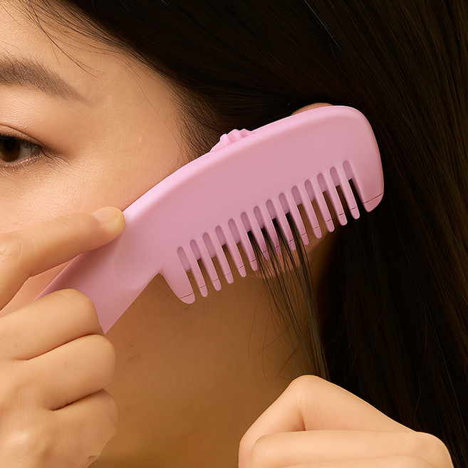 유니아트 셀프 헤어 앞머리 미용 컷팅 빗, 1개, 핑크