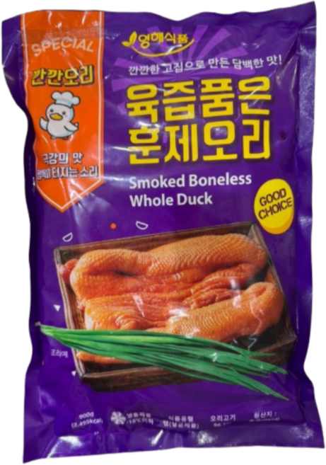 훈제오리 한마리 완포 (냉동) 900g, 4개