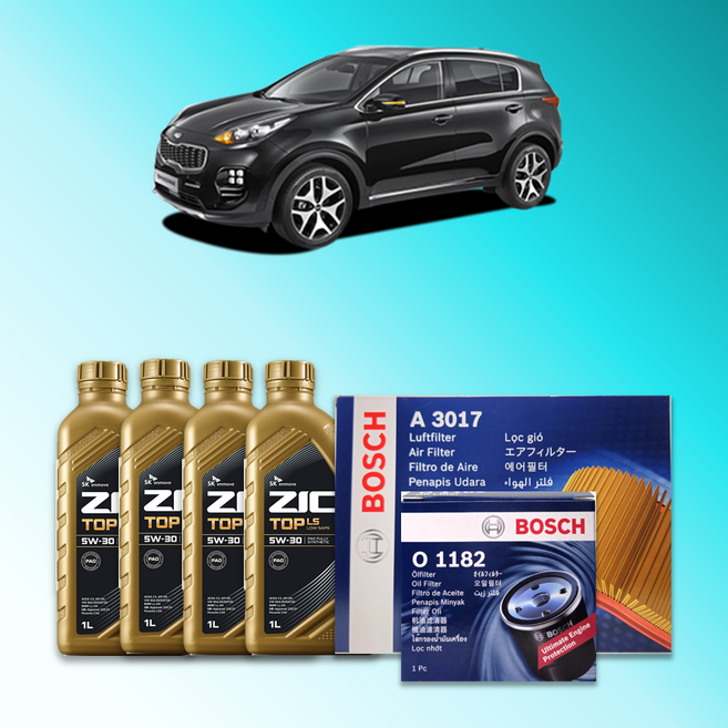 The SUV 올 뉴 스포티지 (QL) 2.0 가솔린 엔진오일세트 SK 지크 탑 LS 5W30 (ZIC TOP LS), 지크 탑 + 보쉬 에어필터 + 보쉬 오일필터
