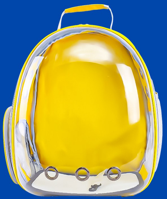 우아지오 반려동물 투명 외출가방 우주선 백팩, 1개, 옐로우