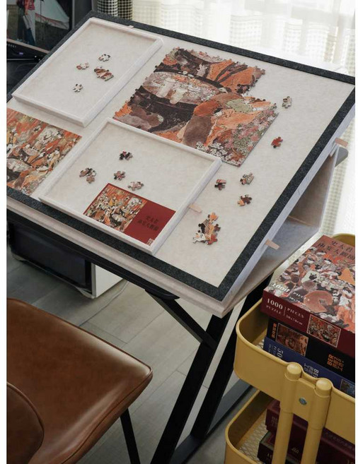 직소 퍼즐 작업대 받침대 서랍 테이블 낙타 퍼즐 보드+스탠드, 1개, 2. 회색 퍼즐판+거치대(60x80)