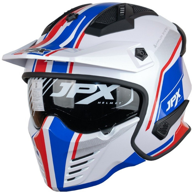 제이피엑스헬멧 모듈러 어드벤쳐 오픈페이스 풀페이스 바이크 오토바이 헬멧 MX726-R, 09.MX01 화이트유광