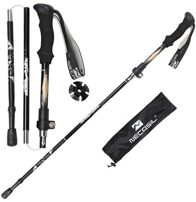 2개 1세트 휴대용 5단 접이식 등산스틱 등산지팡이 알루미늄스틱, 숏그레이-MSAL20