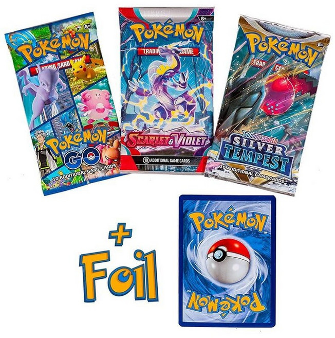 포켓몬 TCG: 부스터 팩 3개 및 랜덤 포일 1개 | 카드 블리스터 개별 포장된 홀로포일 프로모션 포함 236656, 부스터 3개 + 포일 1개