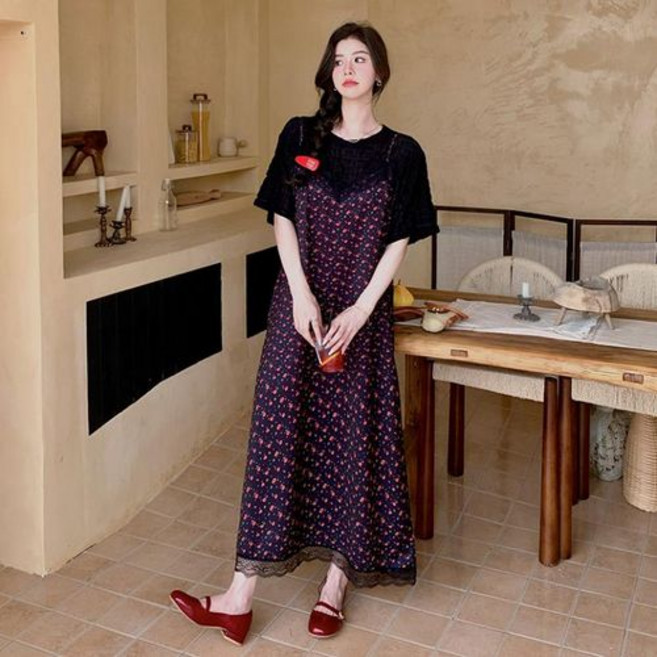 ZENCY 젠시 리아 반팔 롱원피스