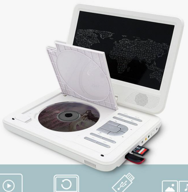 사파 포터블 DVD플레이어 블루투스 CD USB재생 CD리핑 차량용 캠핑용 학습용 영화 음악 코드프리 고화질 휴대용DVD/100, 화이트, 사파DV100