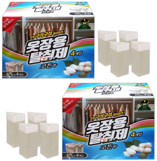 산도깨비 옷장용 탈취제(코튼향) 65gX4개입, 65g, 8개