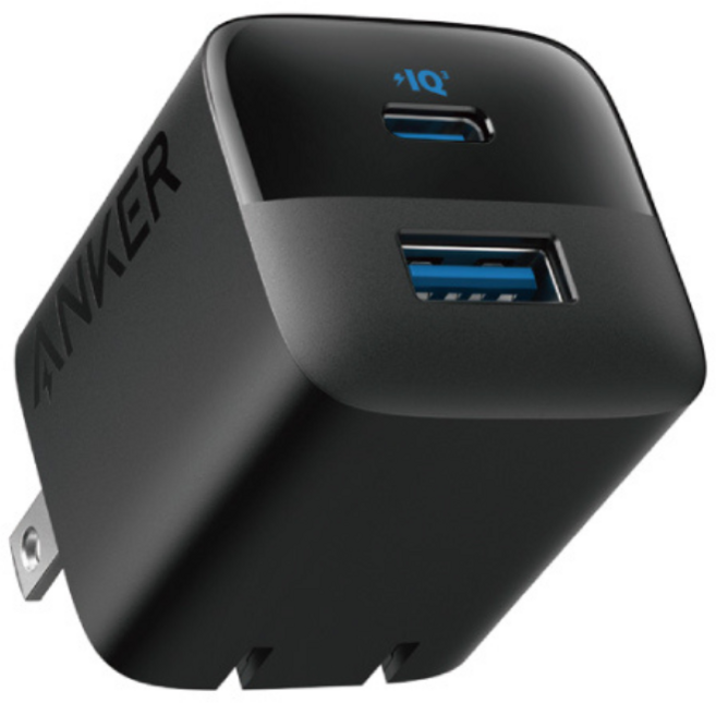 ANKER A2331 33W雙孔充電器(摺疊插腳/輕巧攜帶)，Type-C+USB-A雙輸出，快速充電，官方授權直營, 黑色, 1個