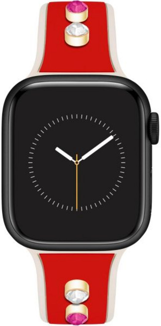 Anne Klein 앤 클라인 패션 체인 팔찌 애플 워치용 안전하고 조절 가능하며 워치 교체 밴드 대부분의 손목에 맞음, 42mm (Series 10) & 38/40/41mm, Iridescent Rainbow