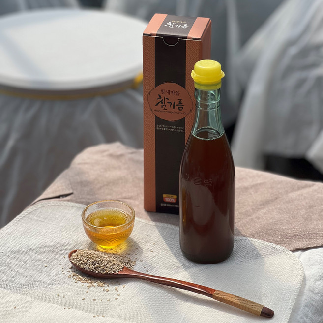 황새마을 국산 저온 로스팅 압착 고소한 진한 방앗간 옛날 참기름 300ml, 1개