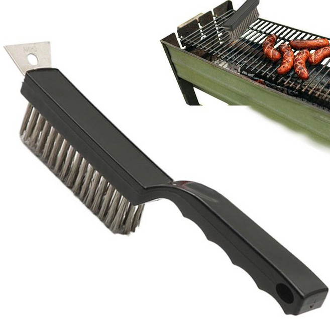 휴대용 다기능 그릴 바베큐 브러시 도구 청소 철사, 02 White A