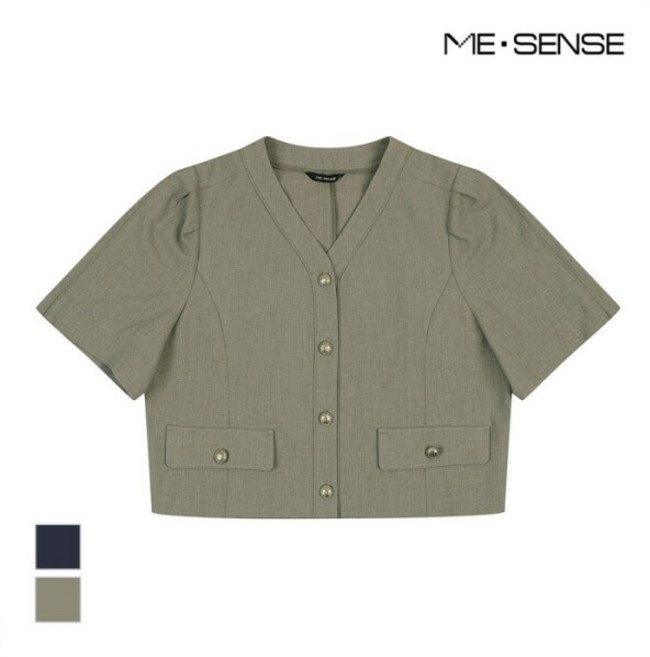 [미센스] 노카라 반팔 크롭자켓_MB36JKM107Z