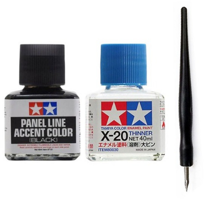 타미야 에나멜 신너 패널라인 엑센트 블랙 먹선작업 세트 (80030 G펜촉 87131)