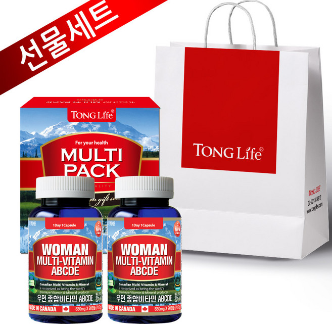 통라이프-우먼 종합비타민ABCDE+미네랄 3개월분-여성용 멀티비타민-2병+선물세트, 2개, 90정