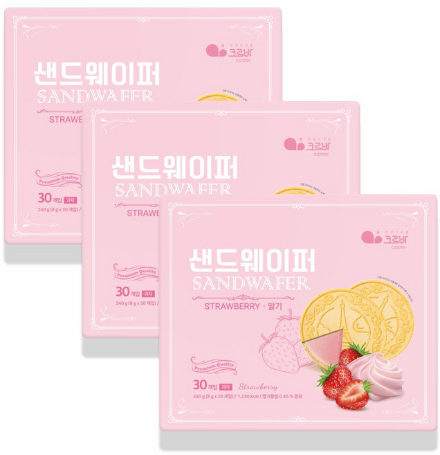 위드쿡 딸기 샌드웨이퍼, 3개, 240g