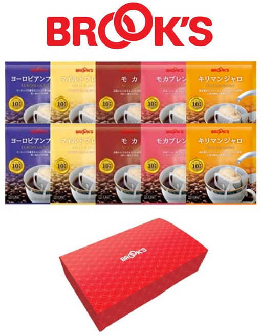 핸드드립 드립백 원두커피 브룩스커피 인기5종 10봉 B세트 선물포장, 1개
