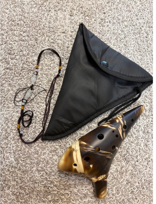 12孔中音陶笛 附收納袋與掛繩, 1個, 燻燒款-A