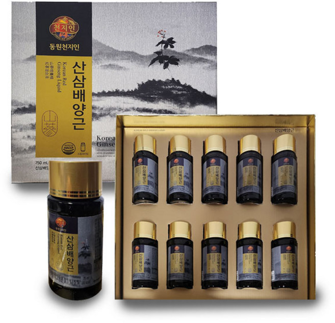 [효도선물]동원천지인 산삼배양근 선물세트 75ml 10병, 1개, 750ml